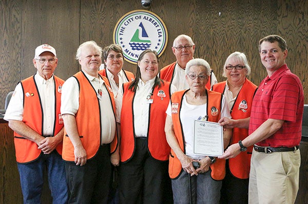 Mayor Vern Rasmussen Jr. declares May REACT Month. REACT stands for Radio Emergency Associated Communications Teams. The group helps with highway safety and emergency communications using two-way radios at events, such as bike-a-thons, walk-a-thons and the Big Island Rendezvous. - Provided