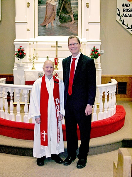 Confirmation service was Sunday at Round Prairie Lutheran Church. Dominik Ringoen was confirmed at the service by the Rev. Kent Otterman. - Provided
