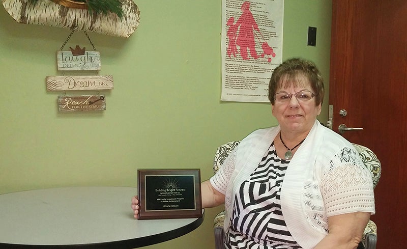 Gloria Olson of the Albert Lea WorkForce Center was honored with a Lifetime Achievement award at the State of Minnesota Counselor Conference that took place earlier this month in Rochester.  Olson has worked for over 18years as a career counselor with Workforce Development Inc. in Albert Lea. - Provided