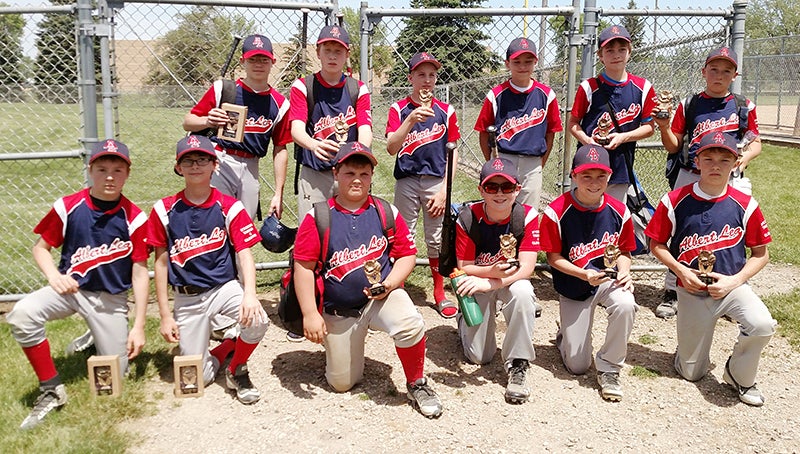 The Albert Lea Knights 12AA team took second place at the 2016 Knight’s Slug Fest on May 22 at Snyder Field. From left, front row, Carter Miller, Steven Strom, Braden Fjelsta, Brady Lair, Brennan Bakken  and Cameron Davis. Back row, Mason Griffith, Colin Madson, Dylan Carlson, Henry Eggum, Trey Hill and Will Steene. Provided