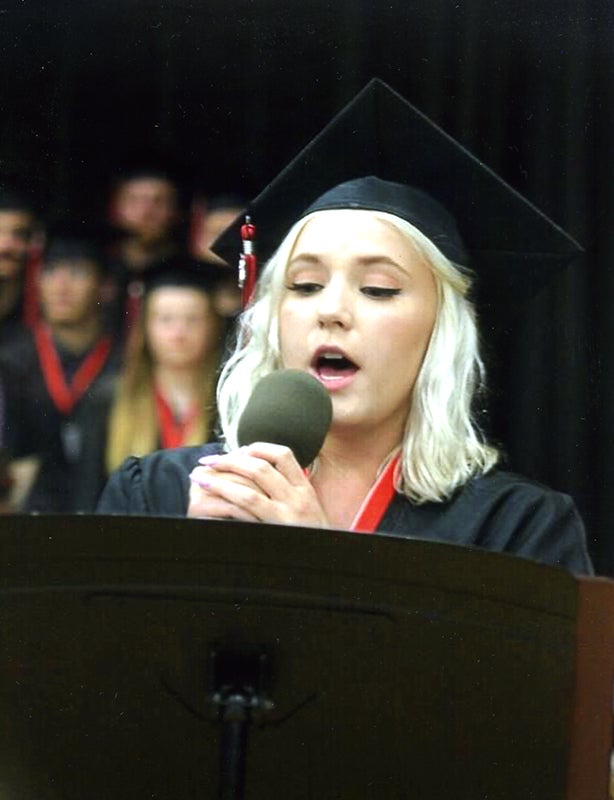 Nicole Wallin, daughter of David and Katherine Wallin, performed a vocal solo at NRHEG graduation ceremony on June 5. Wallin plans to attend St. Catherine University, where she received a vocal scholarship. Her voice teacher and accompanist was Sharon Astrup-Scott. - Provided