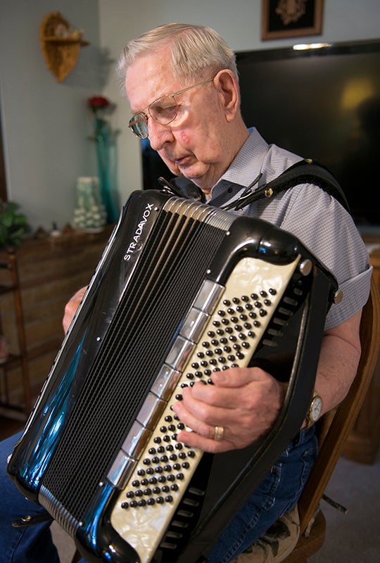 Hamborg first picked up the accordion as a teenager. He played his last public event with the instrument in mid-June at the age of 88. - Colleen Harrison/Albert Lea Tribune
