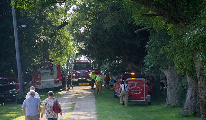 Fire crews were still on scene  at around 6:30 p.m. — Sam Wilmes/Albert Lea Tribune