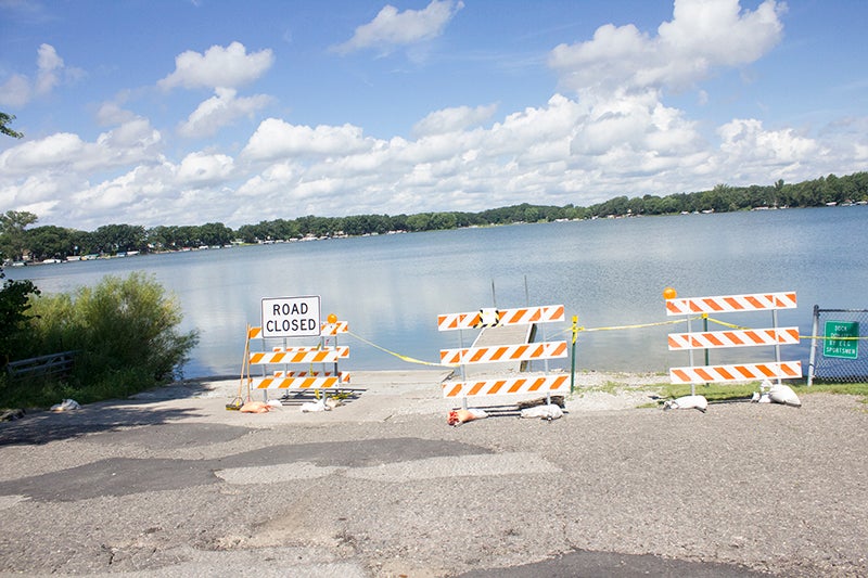 Beaver Lake is temporarily closed while cleanup efforts are underway after a sewage spill Saturday morning. — Sam Wilmes/Albert Lea Tribune