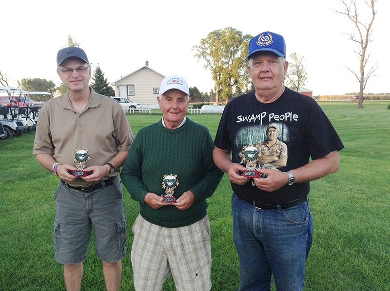 Minnesota Corrugated Box took second place in the Clarks Grove Golf Course men’s league this past summer. From left are Kurt Biesterfeld, Mike Klatte and Dick Highum. Not pictured are Mark Klatte, Eddie Enderson, Ron Woitas and Jerry Knutson.