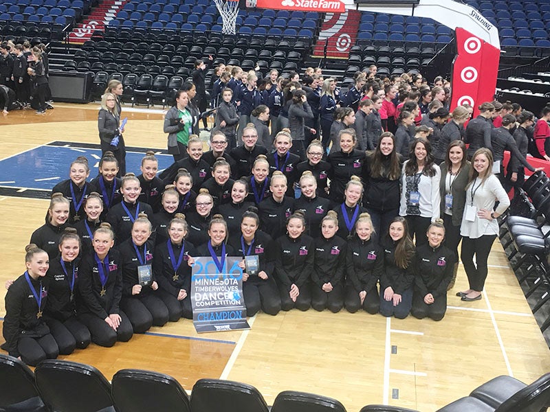 The Albert Lea dance team poses for a picture after its events at the Minnesota Timberwolves Dance Competition on Dec. 3. Albert Lea’s jazz team took home first place and high kick team took home second place.