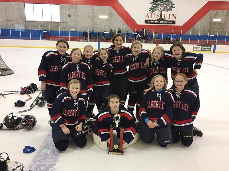 The Albert Lea U10 red team placed third in a recent tournament in Austin. Front row, from left are Olivia Ellworth, Sydney Fornwald, Mika Cichasz and Taylor Larsen. Back row, from left are Elizabeth Willett, Morgan Goskeson, Shely Evans, Emery Nelson, Lillian Hernandez, Jordan Habana, Keira Erickson and Liley Steven. Not pictured is Lilyona Valdez. Provided 