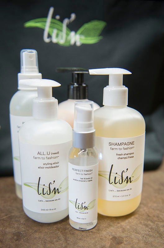 Legred's haircare line, Lis'n, currently has five products available for purchase. A sixth is set to debut around March or April. - Colleen Harrison/Albert Lea Tribune