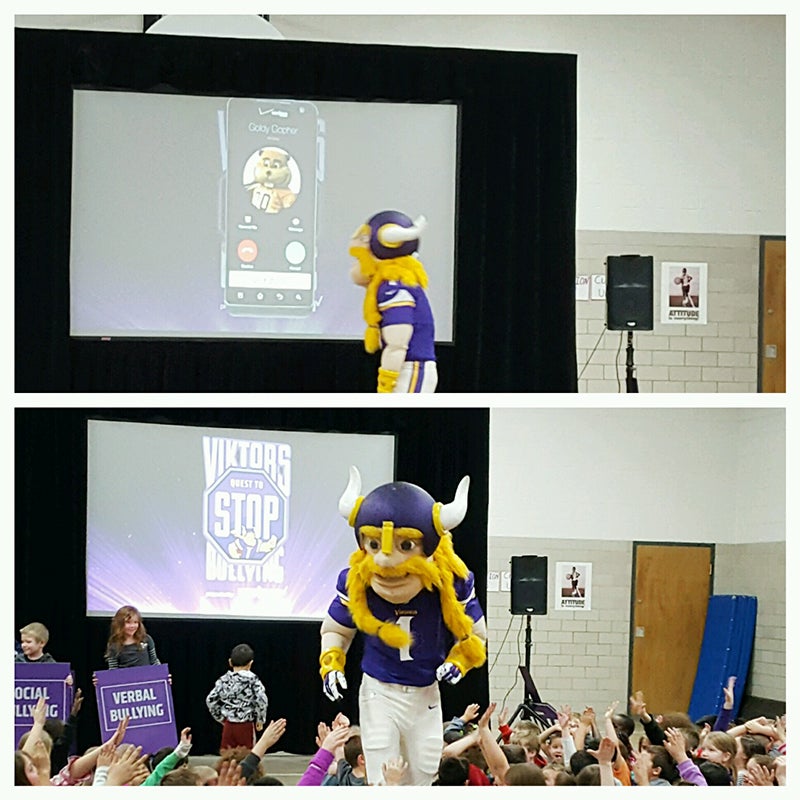 Viktor the Viking visited Halverson Elementary School on his quest to stop bullying. - Provided
